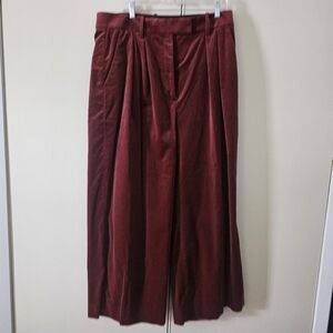 Banana Republic Burgundy Velveteen Wide-Leg Pants - Size 16 Short